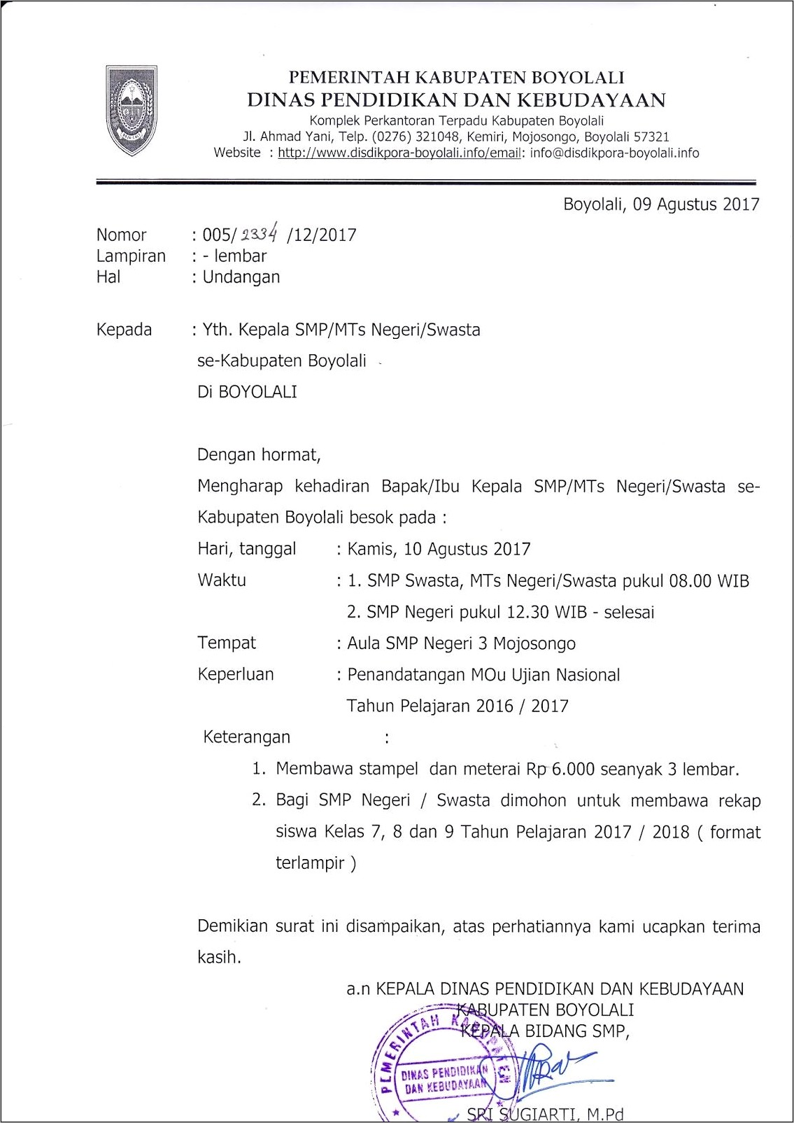 Contoh Surat Undangan Penandatanganan Kerjasama Word