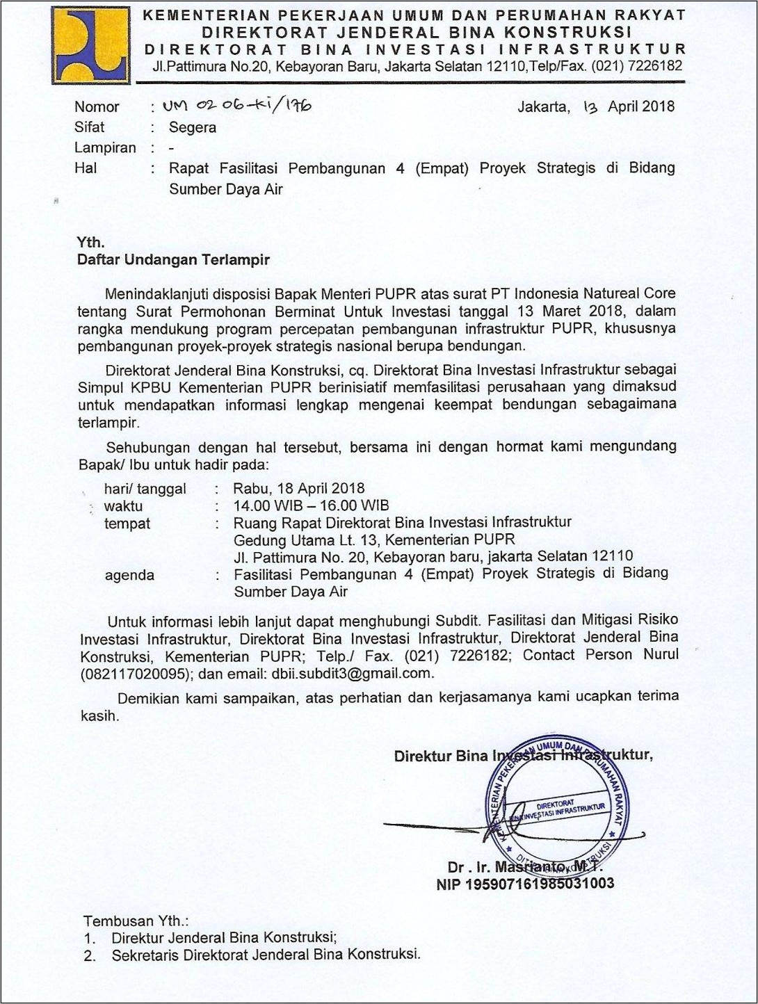 Contoh Surat Undangan Penandatanganan Kontrak