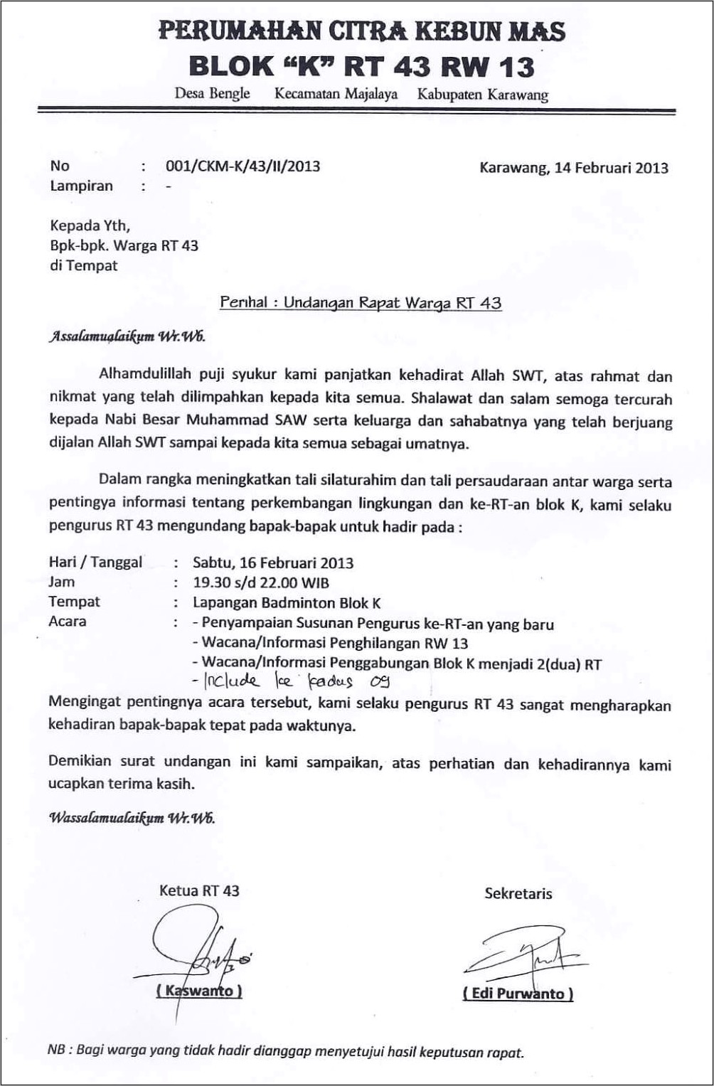 Contoh Surat Undangan Pengambilan Raport Untuk Wali Murid