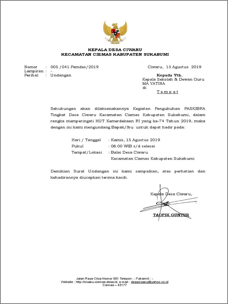 Contoh Surat Undangan Pengukuhan Paskibra