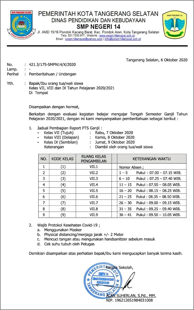 Contoh Surat Undangan Pengumuman Kelulusan Sd