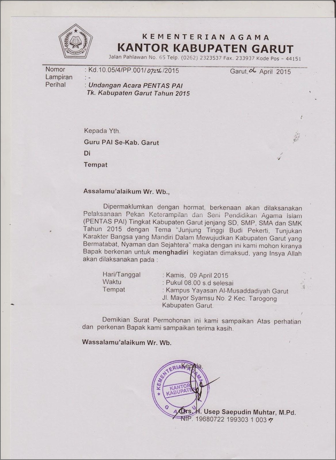 Contoh Surat Undangan Pentas Seni Tk