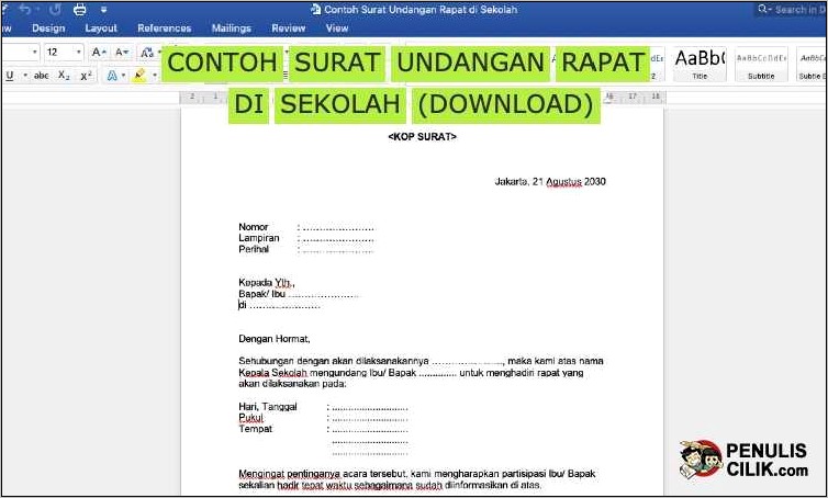 Contoh Surat Undangan Penulis