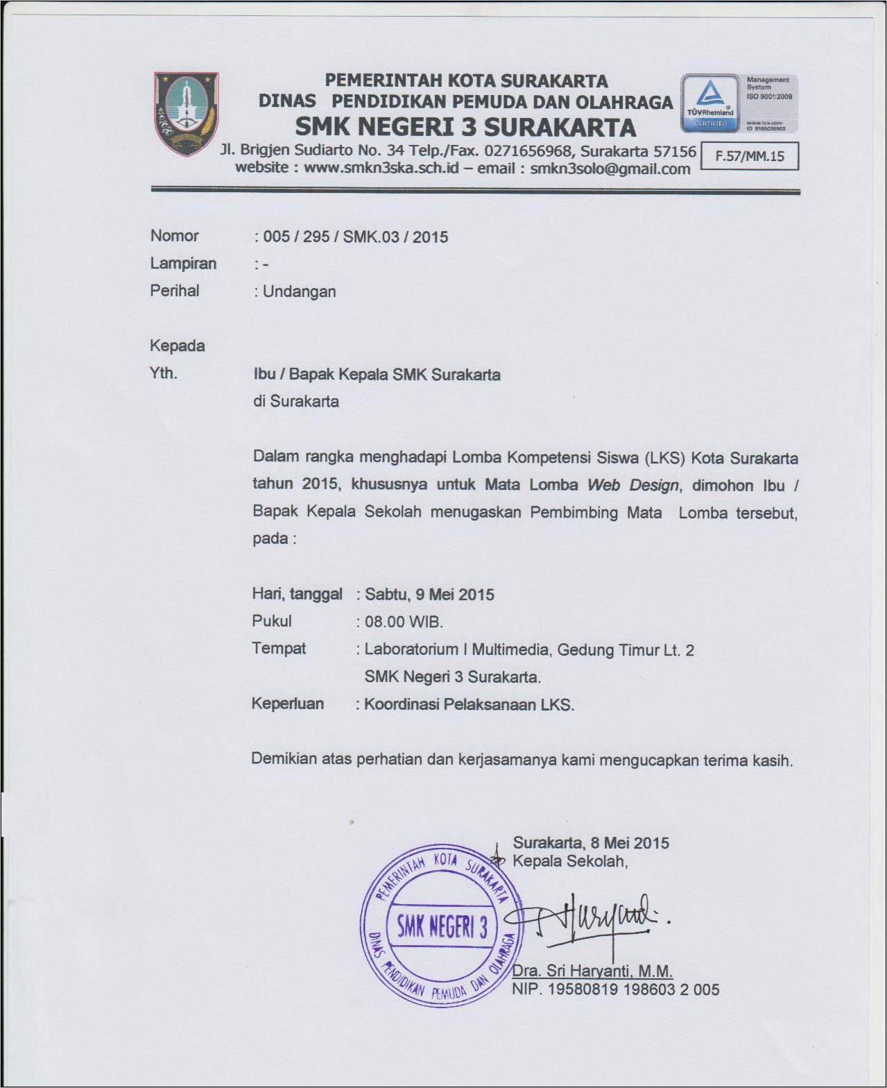 Contoh Surat Undangan Peresmian Gedung