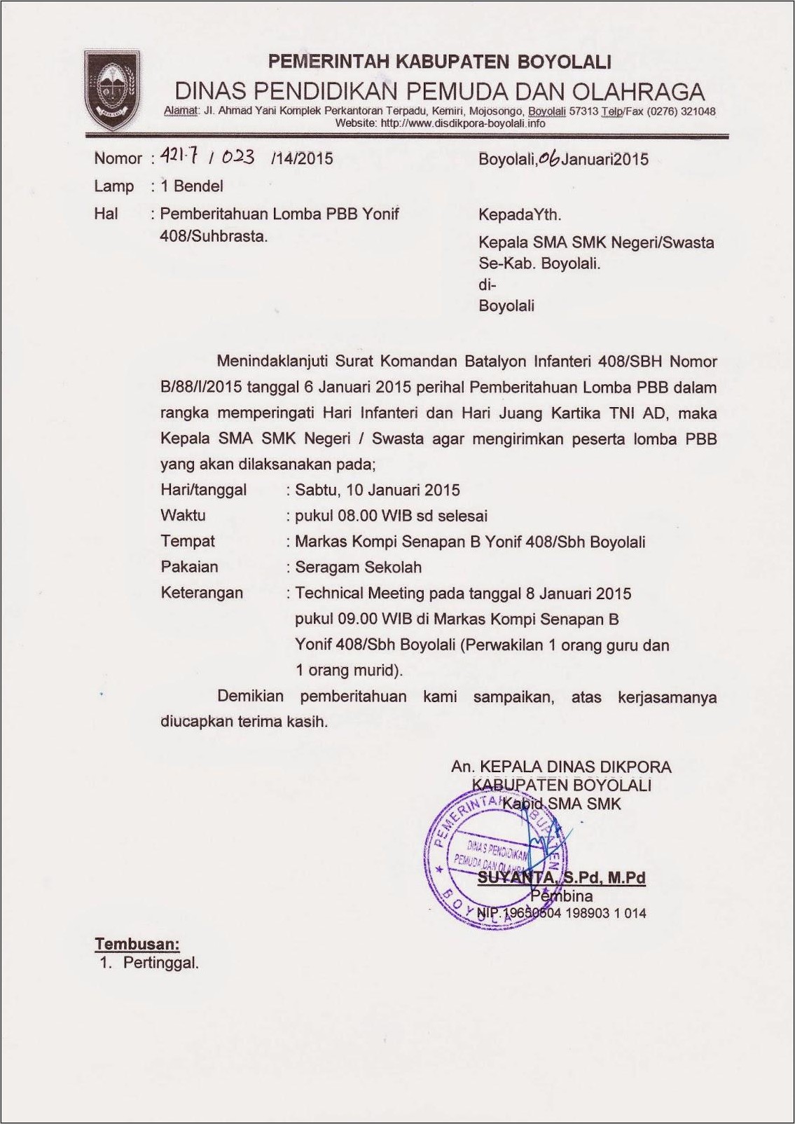 Contoh Surat Undangan Perlombaan