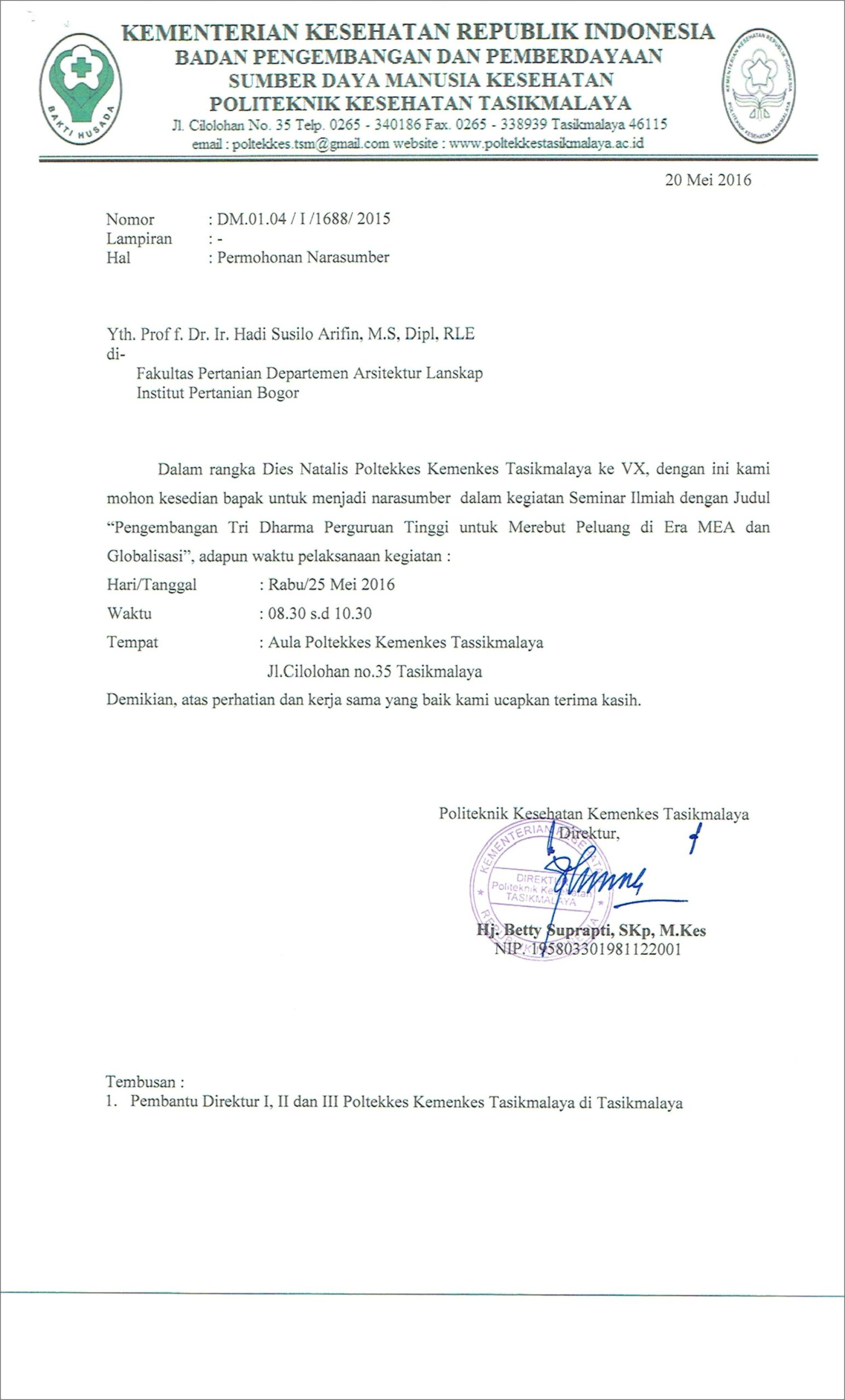 Contoh Surat Undangan Permohonan Narasumber