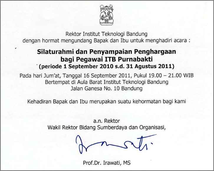 Contoh Surat Undangan Perpisahan Guru Pensiun