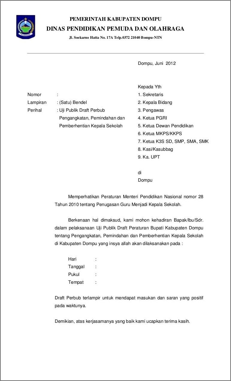 Contoh Surat Undangan Perpisahan Untuk Pengawas