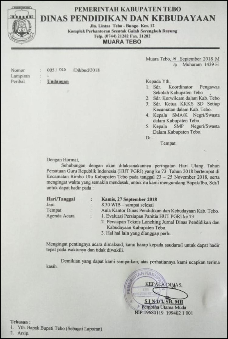 Contoh Surat Undangan Persiapan Rapat