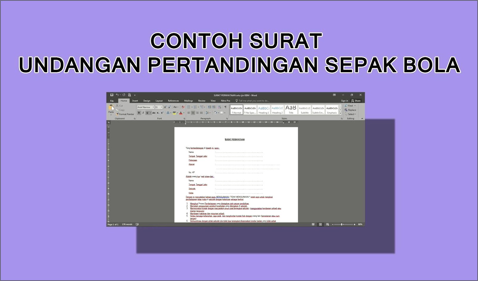 Contoh Surat Undangan Pertandingan Sekolah