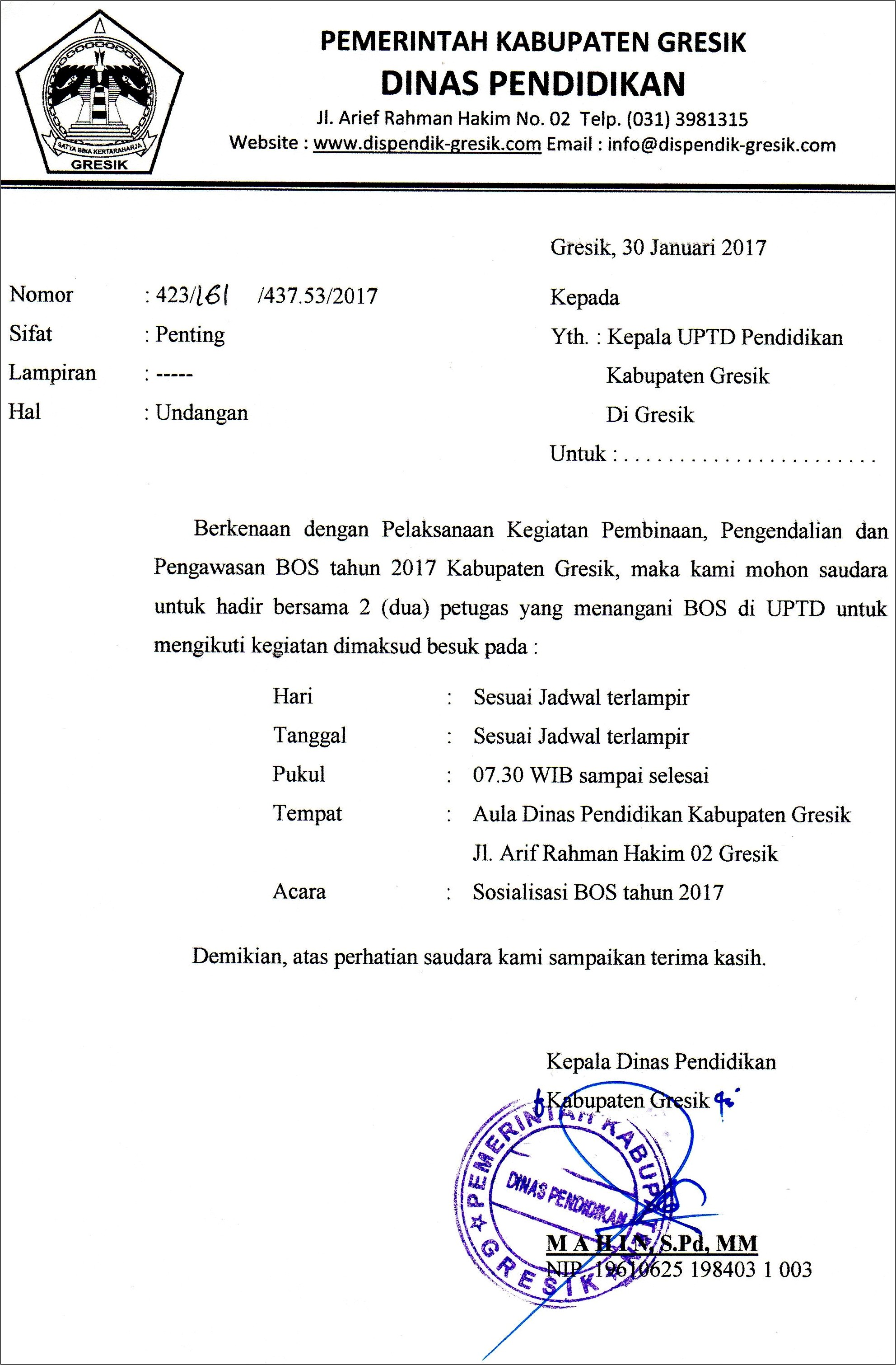 Contoh Surat Undangan Pertemuan Sosialisasi