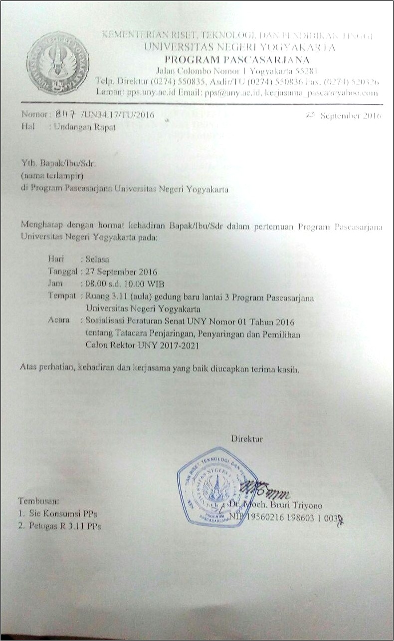 Contoh Surat Undangan Pertemuan.kementerian