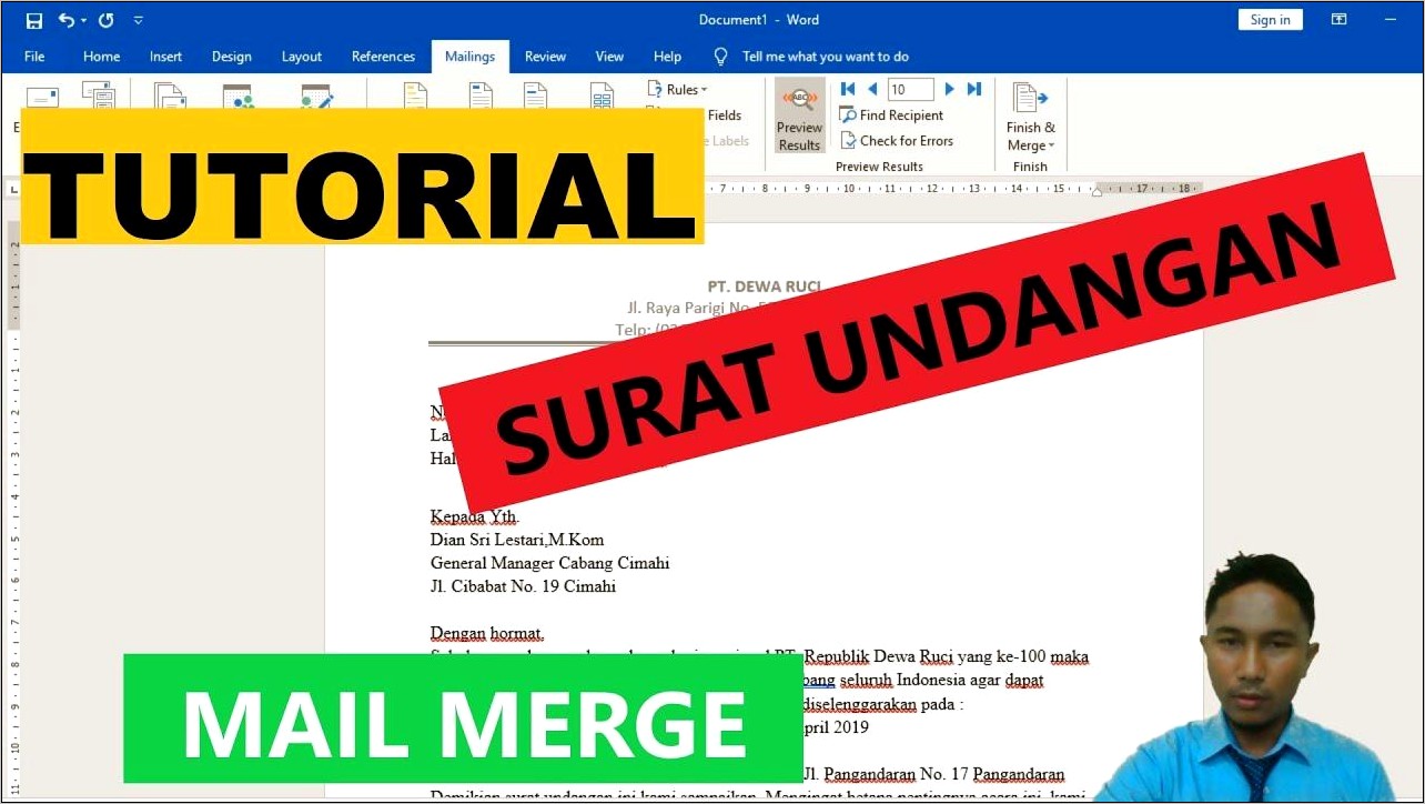 Contoh Surat Undangan Perusahaan Mail Merger