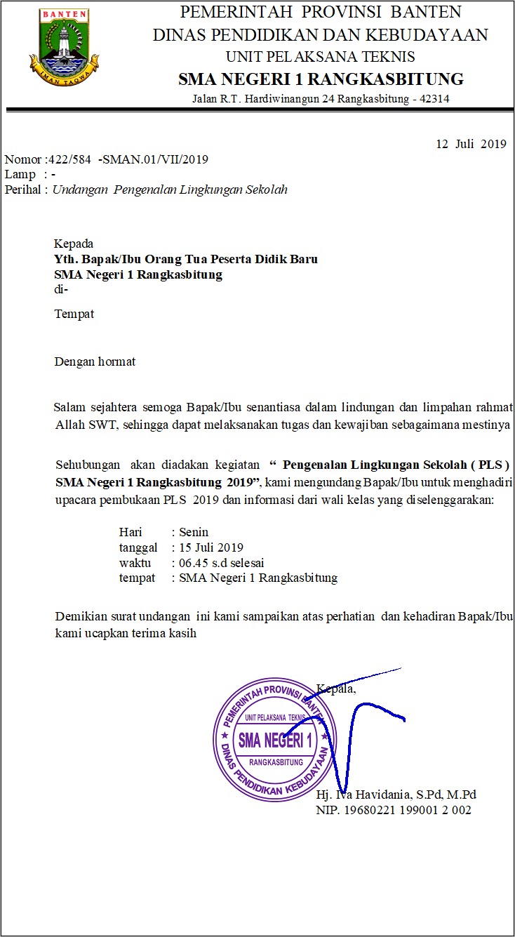 Contoh Surat Undangan Peserta