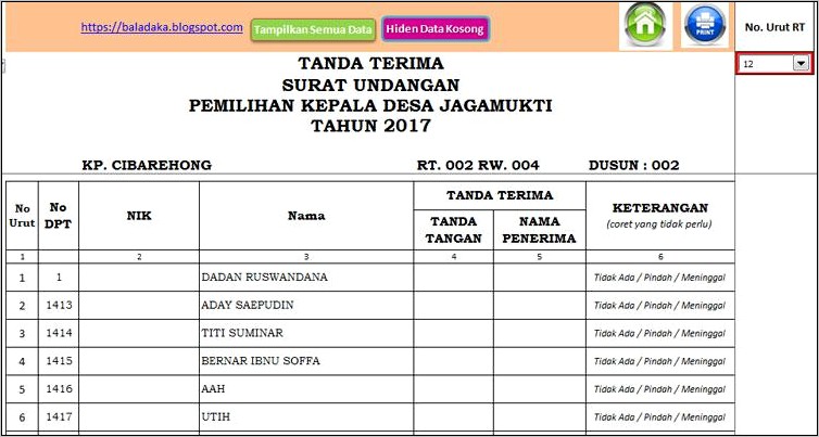 Contoh Surat Undangan Pilkades Antar Waktu