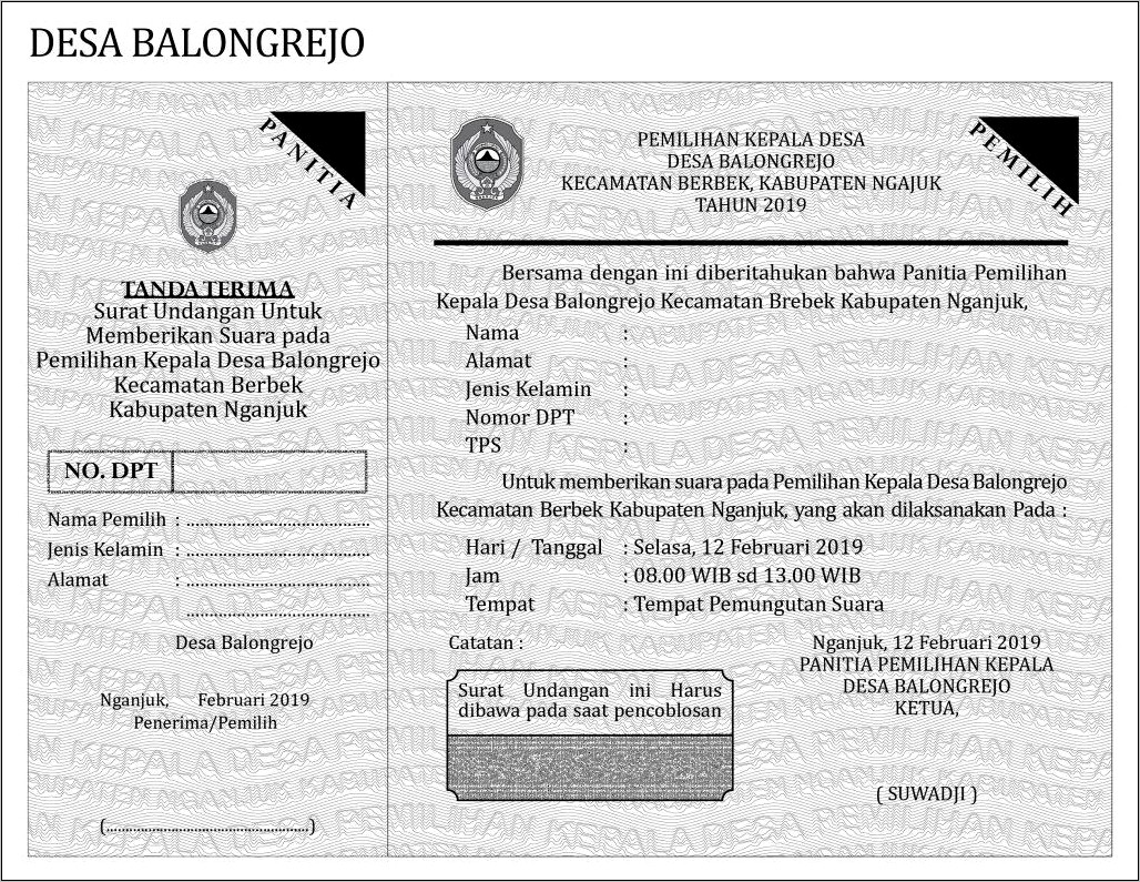 Contoh Surat Undangan Pilkades Serentak