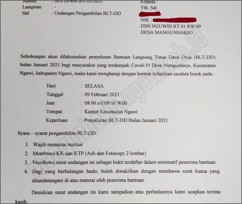 Contoh Surat Undangan Pkk Kelurahan