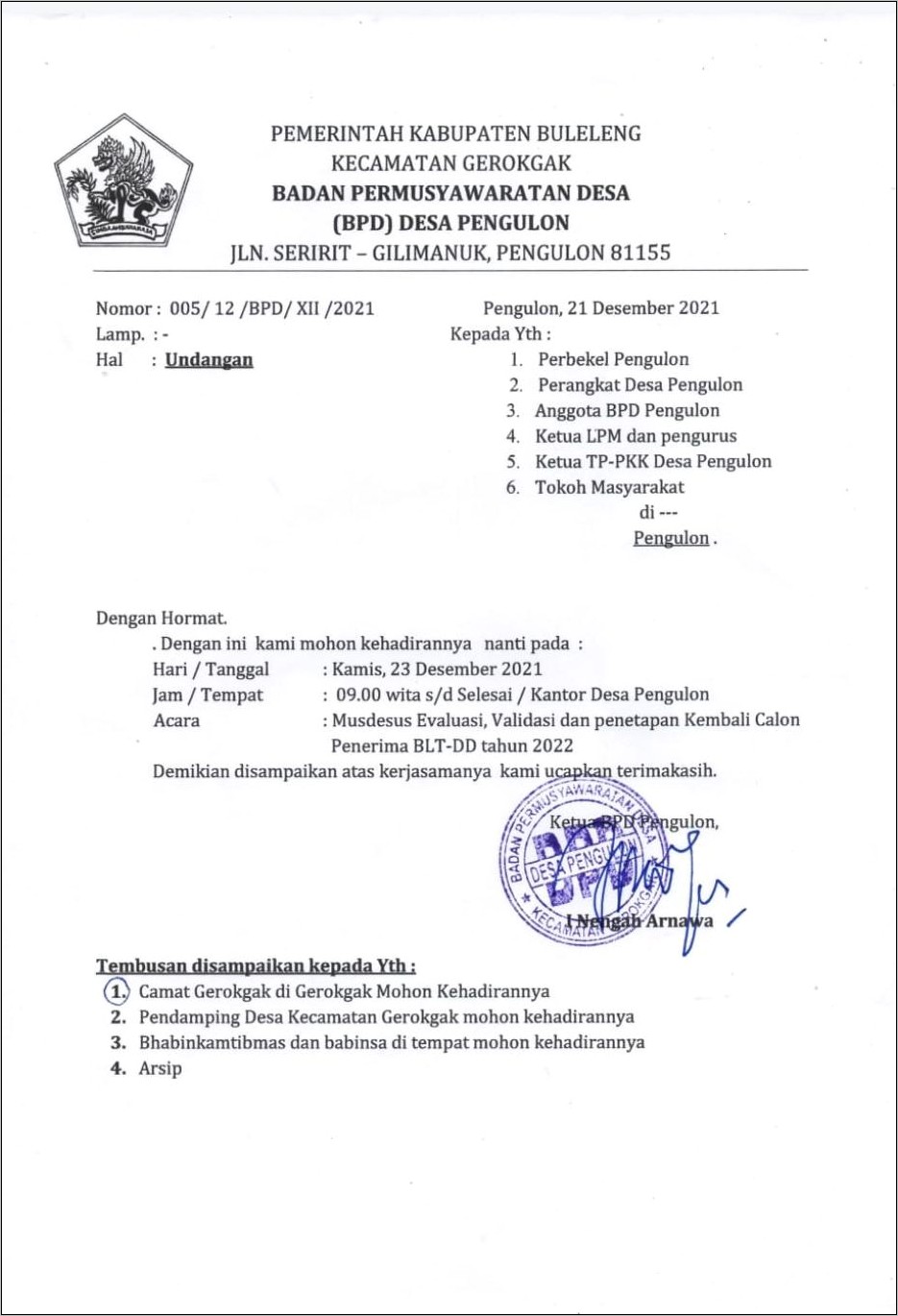 Contoh Surat Undangan Pkk Rt