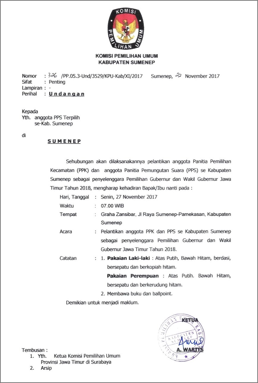 Contoh Surat Undangan Pleno Perhitungan Dan Rekapitulasi