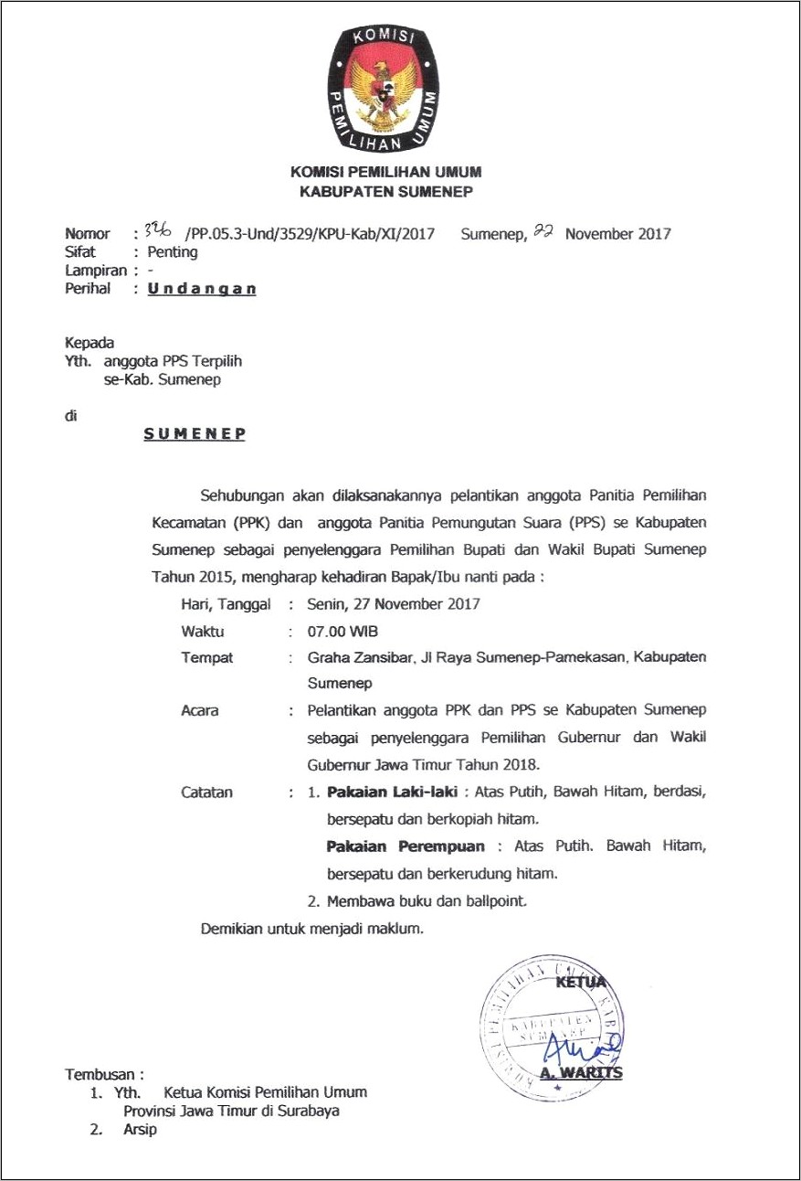 Contoh Surat Undangan Pleno