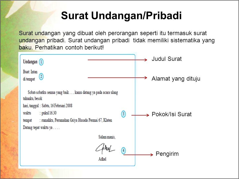 Contoh Surat Undangan Pribadi