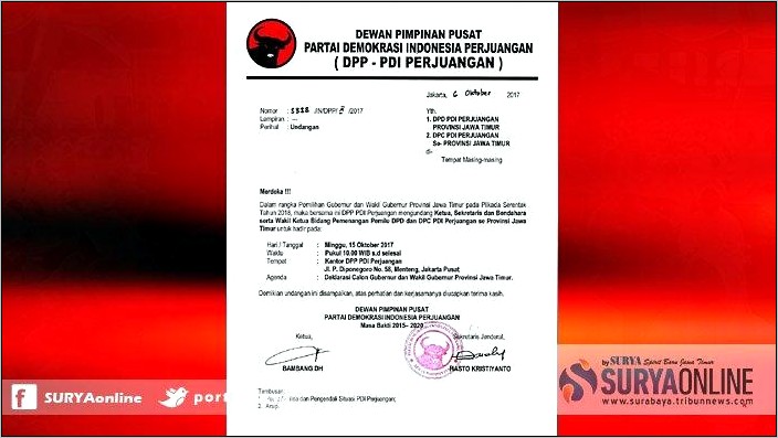 Contoh Surat Undangan Rapat Anggota Kpu