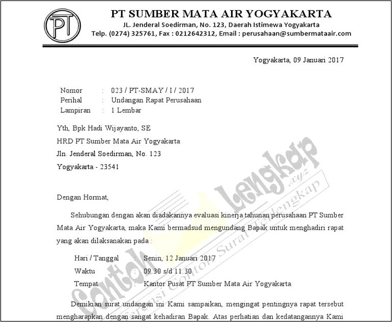 Contoh Surat Undangan Rapat Antar Instansi