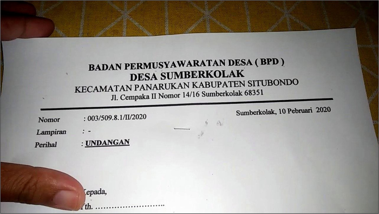 Contoh Surat Undangan Rapat Desa Doc