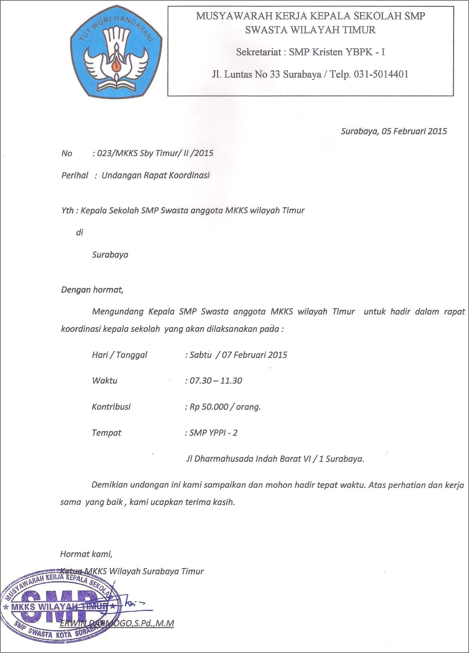 Contoh Surat Undangan Rapat Dewan Guru Doc