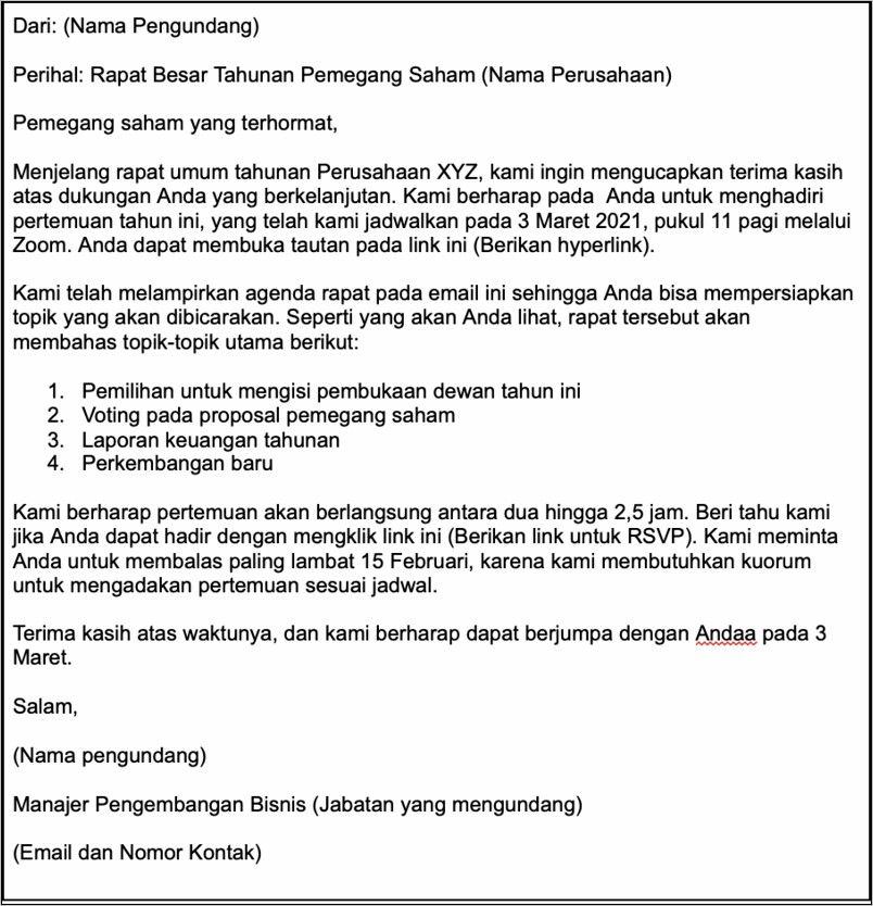 Contoh Surat Undangan Rapat Di Kantor