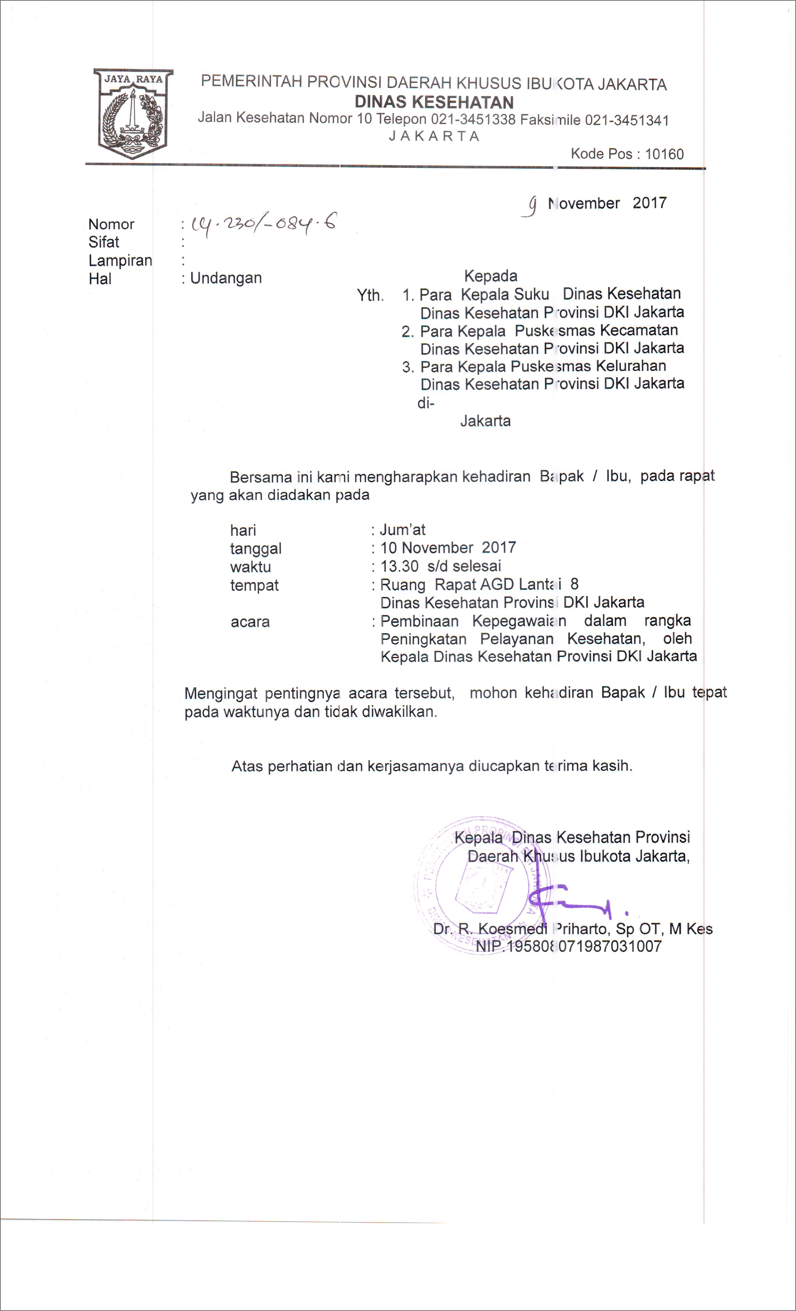 Contoh Surat Undangan Rapat Dinas Sekda Kabupaten Bandung