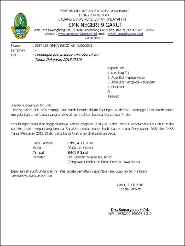 Contoh Surat Undangan Rapat Dinas Ulp Pokja