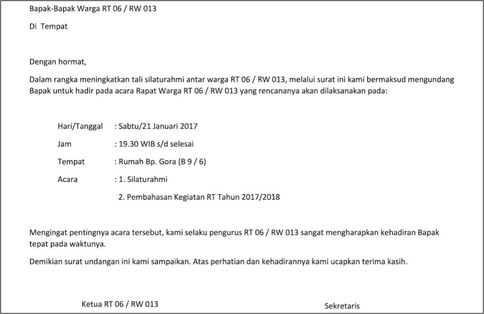 Contoh Surat Undangan Rapat Osis Dalam Bahasa Inggris