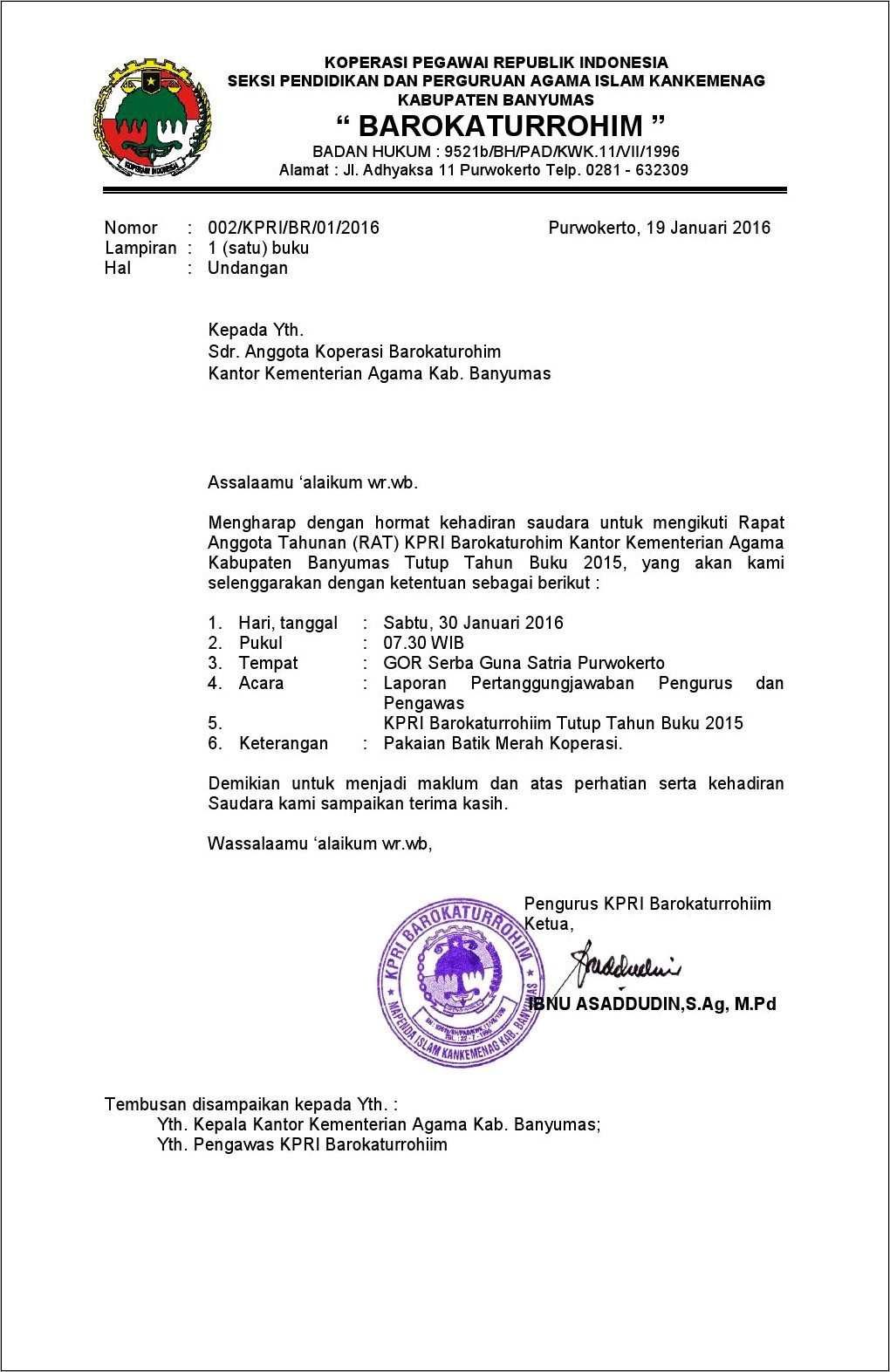 Contoh Surat Undangan Rat Untuk Dinas Koperasi