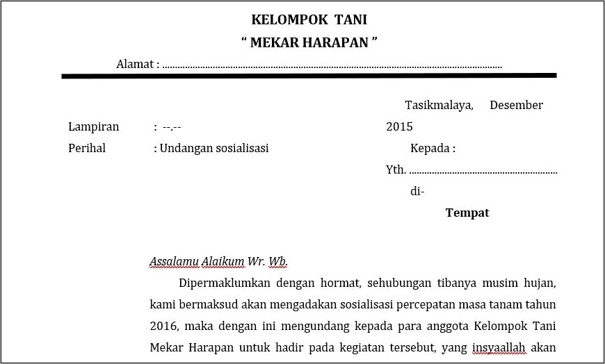 Contoh Surat Undangan Resmi Adalah