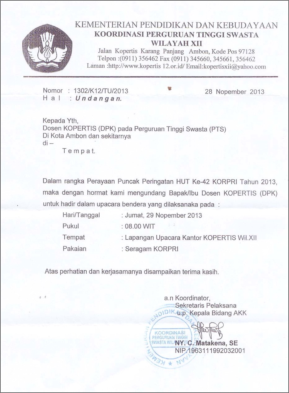 Contoh Surat Undangan Sambut Baru