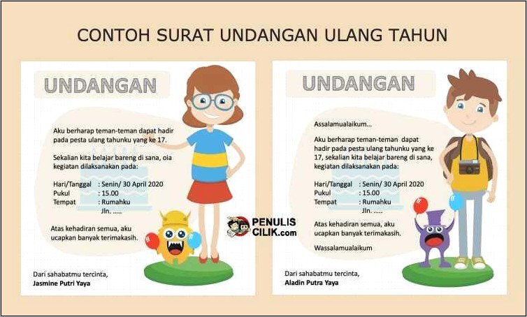 Contoh Surat Undangan Ultah Anak2