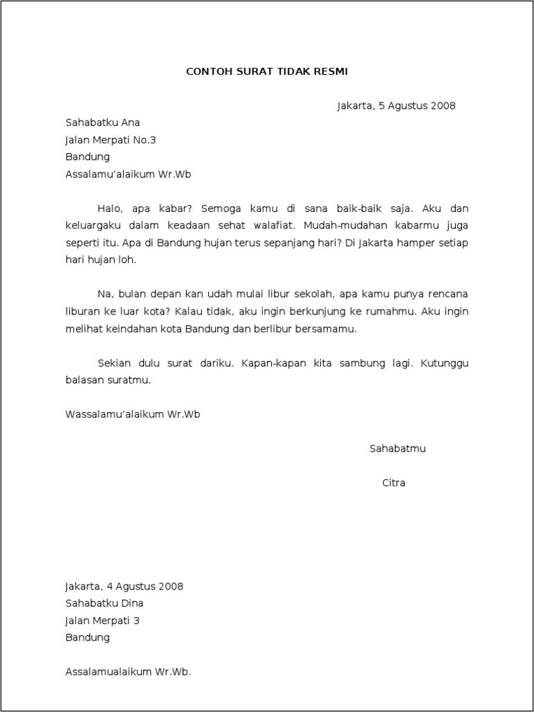 Contoh Surat Undangan Wisata