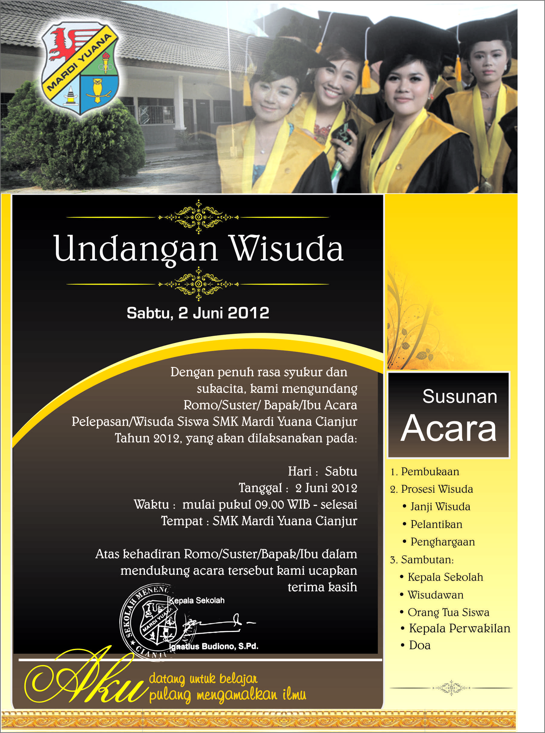 Contoh Surat Undangan Wisuda Diploma Untuk Dosen