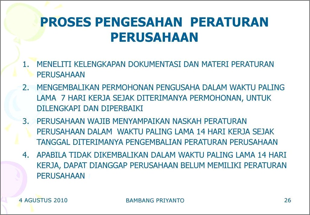 Contoh Surat Untuk Dinas Ketenagakerjaan Pengesahan Peraturan Perusahaan