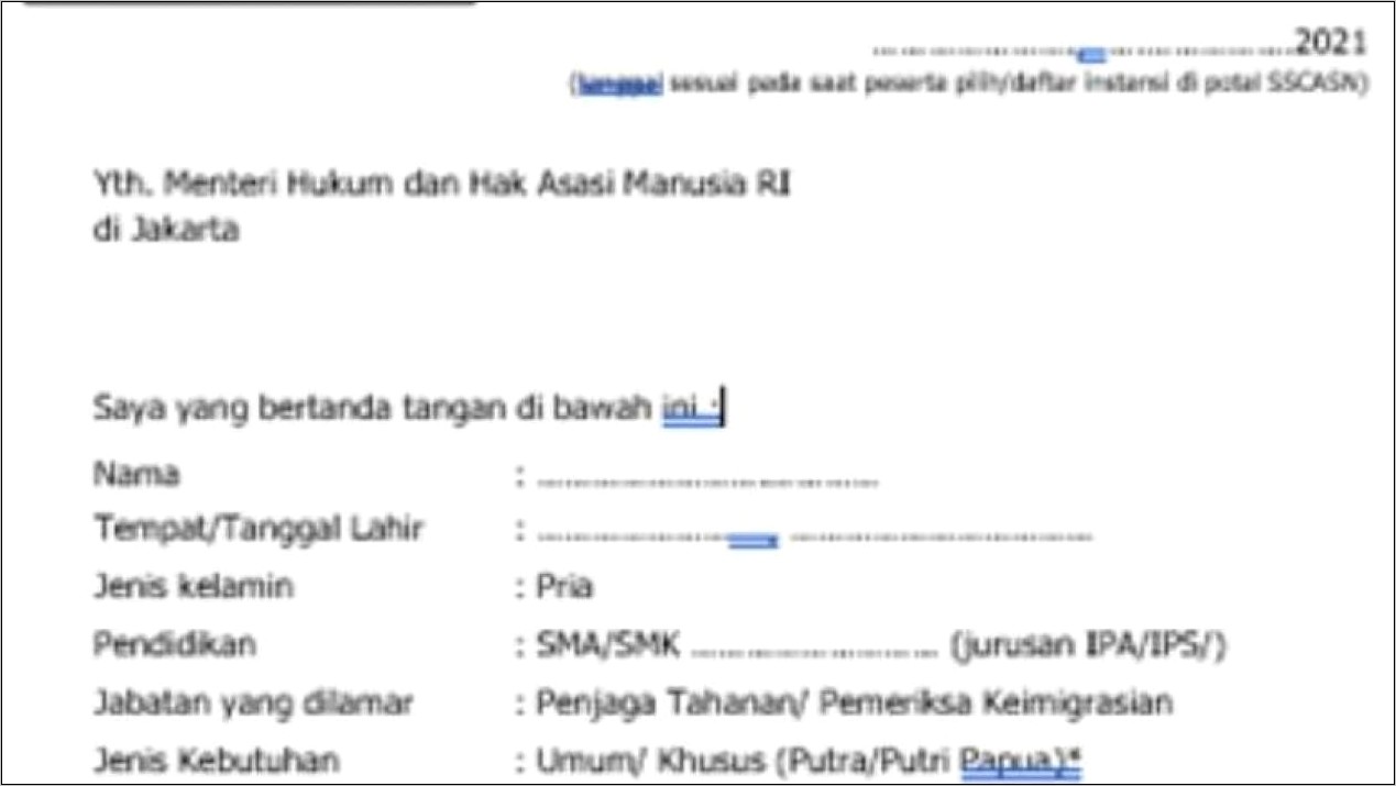 Contoh Unggahan Lamarankerja Dan Surat Pernyataan Kenkumham