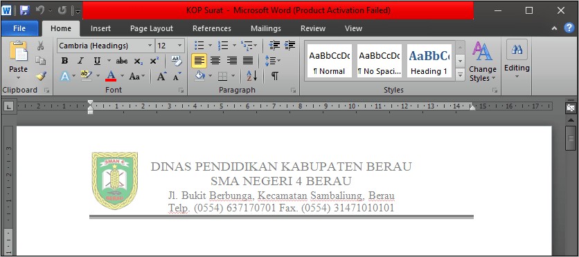 Download Contoh Surat Dinas Resmi Dengan Kop Surat