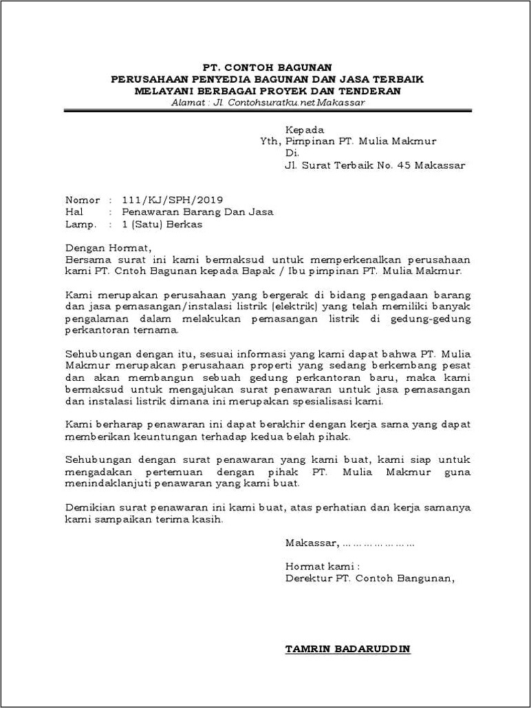 Download Contoh Surat Perkenalan Perusahaan