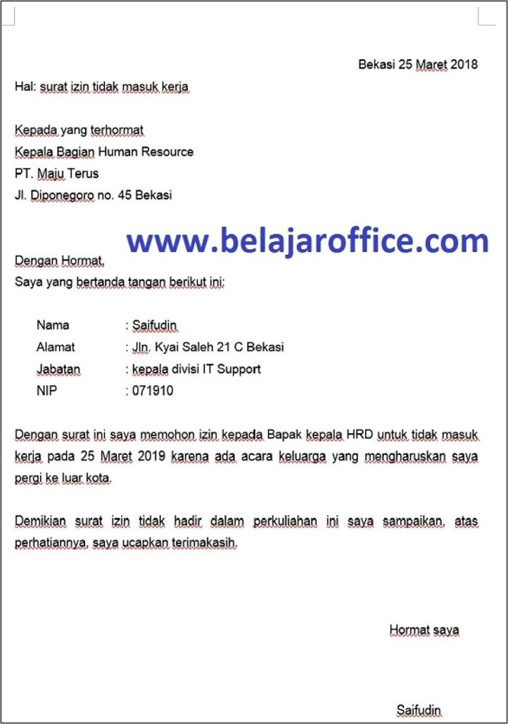 Download Contoh Surat Pribadi Dan Dinas Forma