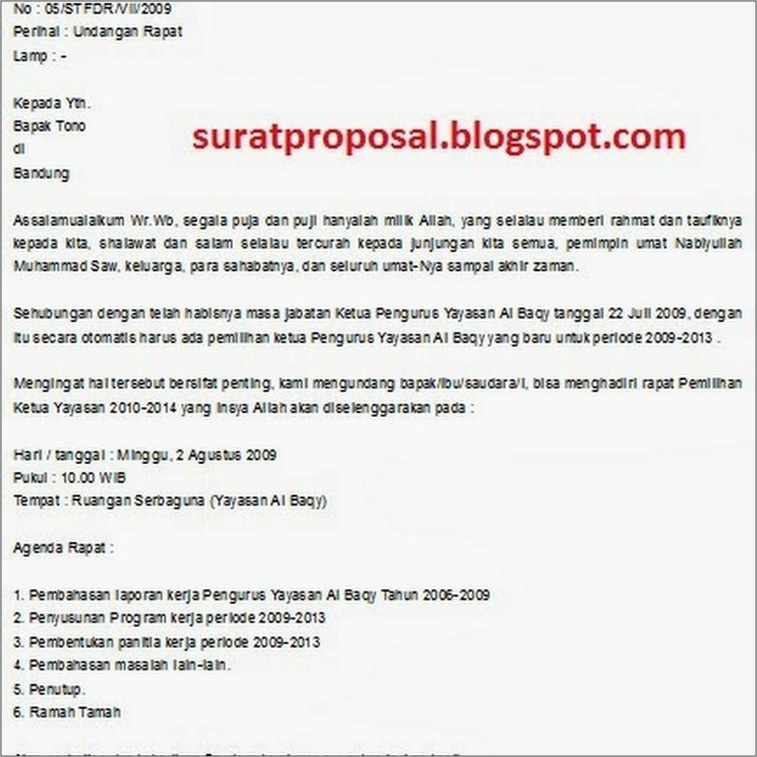 Download Contoh Surat Undangan Pembentukan Panitia