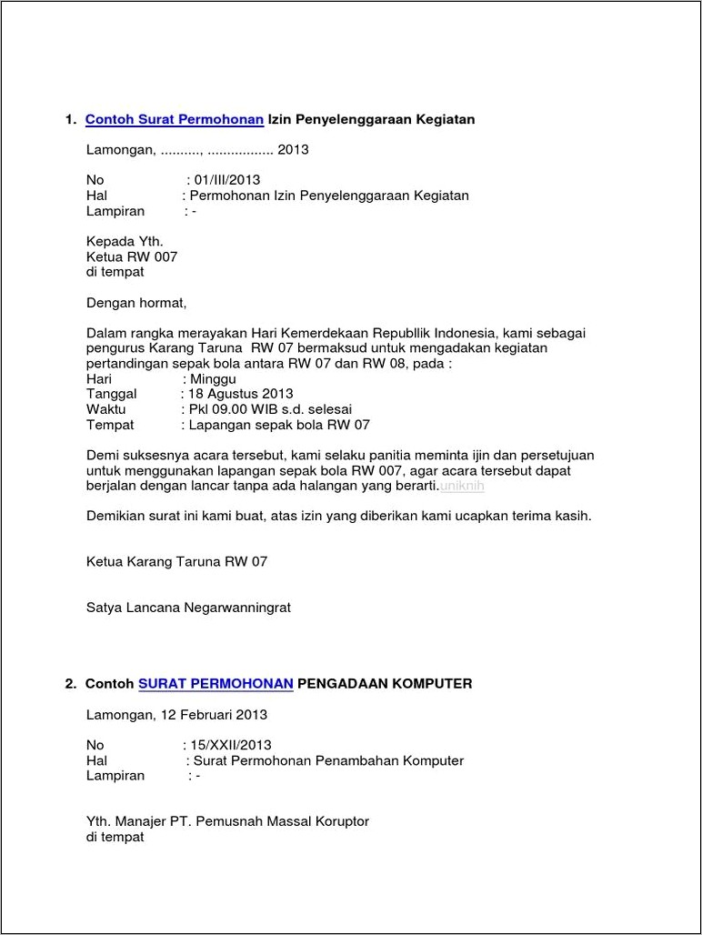 Pdf Contoh Surat Permohonan Dana Mebeler Sd