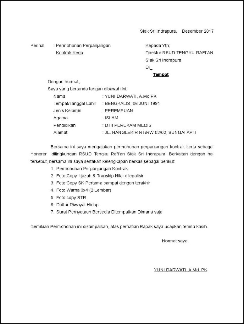 Surat Contoh Permohonan Perpanjangan Voa