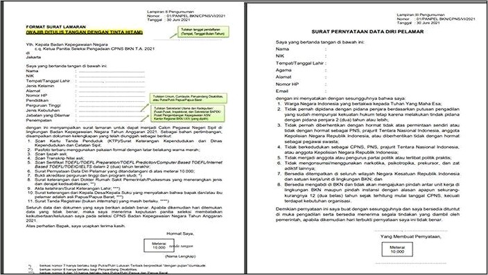 Surat Permohonan Cpns Contoh