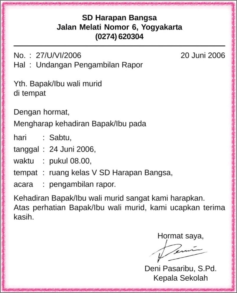 Tulislah Contoh Surat Dinas